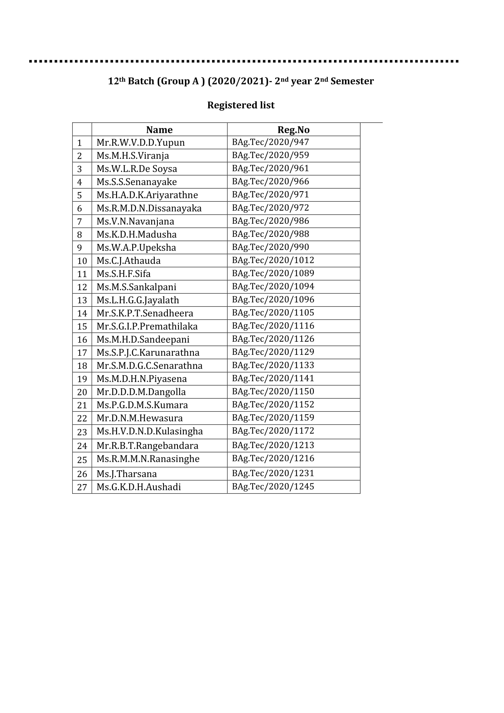 Welcome To UCIARS: NOTICE FOR THE STUDENTS - 12th Batch (A Group ...